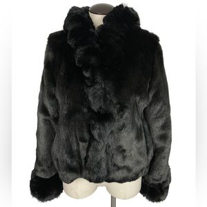 NWT Twelfth‎ Street Cynthia Vincent Cropped Faux Fur Jacket Coat Black Sm…